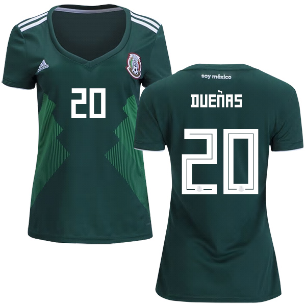 Women's Mexico #20 Duenas Home Soccer Country Jersey